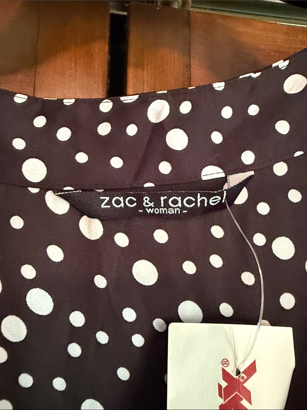 Zac & Rachel Black and White Polka Dot Short Sleeve Blouse - Picture 2 of 5